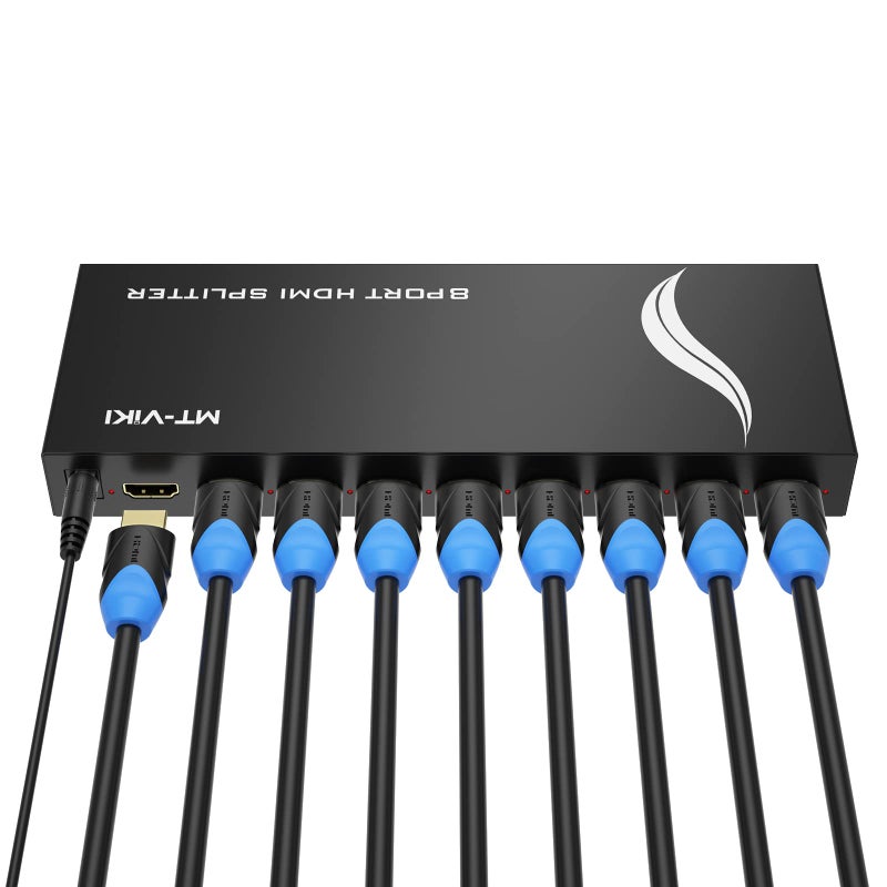 MT-VIKI 4K 1x8 HDMI Splitter 1 in 8 Out, 8 Port Powered HDMI Splitter Multi Monitor Outputs 3D 4Kx2K@30Hz for Projector, HDTV - Image 1